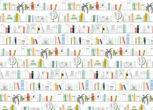Modern Bookshelf Digital Art Wallpaper