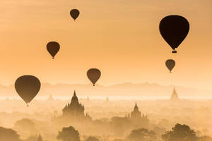 Modern Burma Hot Air Balloons Wallpaper