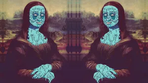 Mona Lisa Blue Grime Wallpaper