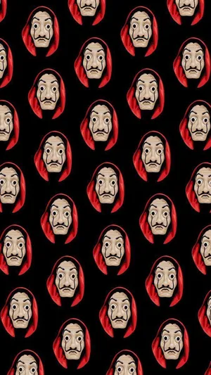 Money Heist Dali Mask Pattern Wallpaper