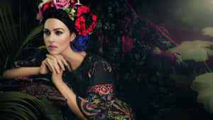 Monica_ Bellucci_ Floral_ Headdress_4 K Wallpaper