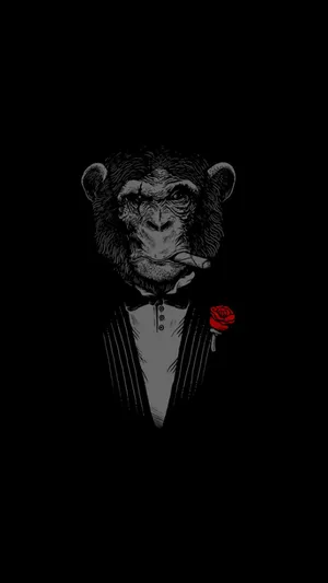 Monkey In Suit 2k Amoled Wallpaper