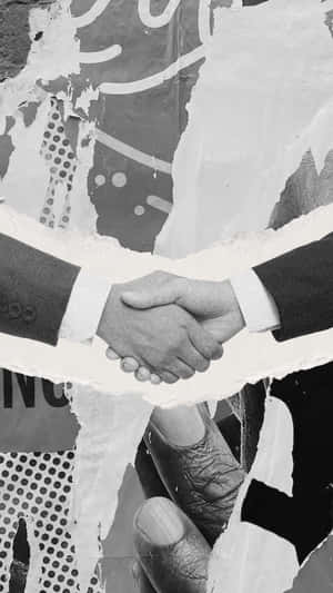 Monochrome Handshake Collage Wallpaper