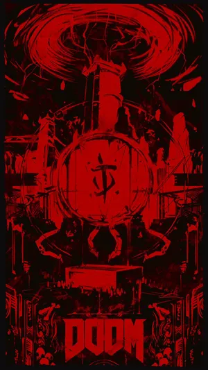 Monochrome Red Game Poster Doom Phone Wallpaper