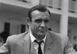 Monochrome Sean Connery With Bond Hairstyle Wallpaper