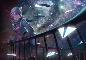 Monogatari Hitagi Galaxy Sky Wallpaper