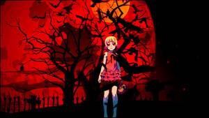 Monogatari Red Moon Shinobu Wallpaper