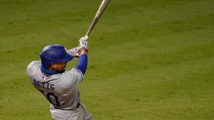 Mookie Betts Swinging Bat Wallpaper