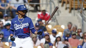 Mookie Betts With His Bat Wallpaper