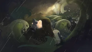 Moomin Desktop Ghost During Rain Wallpaper