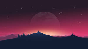 Moon In Desert Digital Art Wallpaper