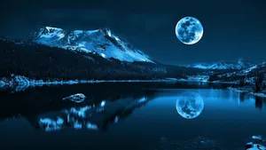 Moon Over Mountain Google Meet Background Wallpaper
