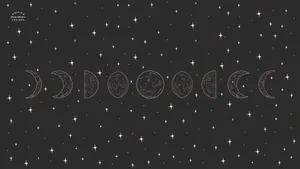 Moon Phases Line Art Wallpaper