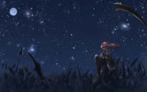 Moonlit_ Anime_ Reaper_in_ Field Wallpaper