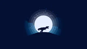 Moonlit Dinosaur Silhouette Desktop Wallpaper Wallpaper