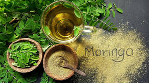 Moringa Leaves Powder And Oil Wallpaper