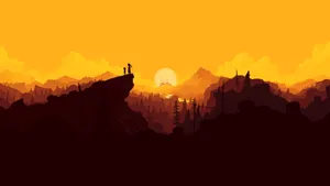 Mother And Child Silhouette In Golden Sunset Wallpaper