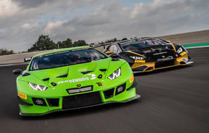 Motorsports Racing Green Lamborghini Huracán Wallpaper