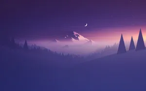 Mountain And Moon Vector Art Wallpaper