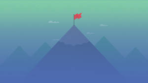 Mountain With Flag Material Design Wallpaper