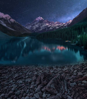 Mountains And Lake Starry Iphone Landscape Wallpaper