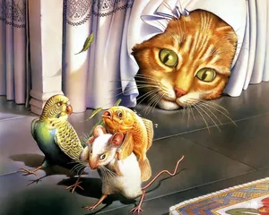 Mouse Carrying A Goldfish Wallpaper