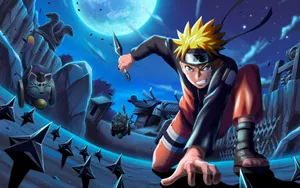Moving Naruto Kunai Blue Moon Wallpaper