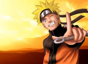Moving Naruto L Sign Sunset Wallpaper