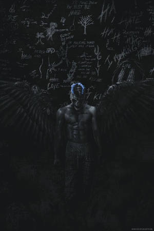 Moving Portrait Of Late Rapper Xxxtentacion In Blue Wallpaper