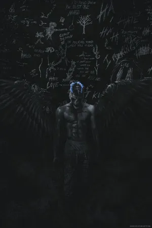 Moving Portrait Of Late Rapper Xxxtentacion In Blue Wallpaper