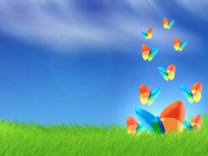 Msn Butterflies On Grassy Field Wallpaper