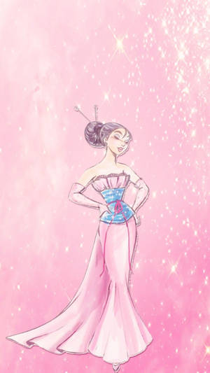 Mulan In Her Iconic Pink Dress Wallpaper