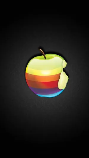 Multicolored Green Apple Logo Iphone Wallpaper