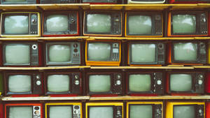 Multiple Retro Wall Pile Tv Monitor Wallpaper