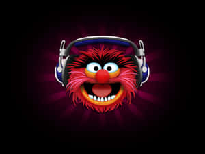 Muppet With Headphoneson Purple Background Wallpaper