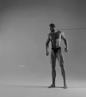 Muscular Model Giga Chad Posing Confidently Wallpaper