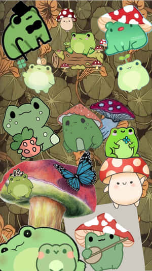 Mushroom_ Frog_ Collage_ Artwork Wallpaper