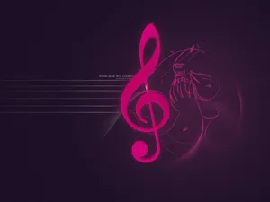 Music Symbols Pink Treble Clef Wallpaper