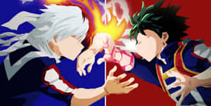 My Hero Academia Deku And Todoroki Cartoon Wallpaper