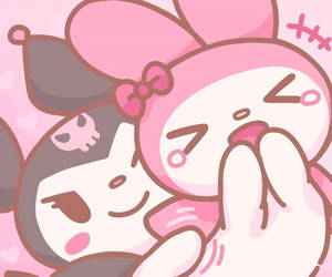 My Melody Kuromi Hugging Wallpaper