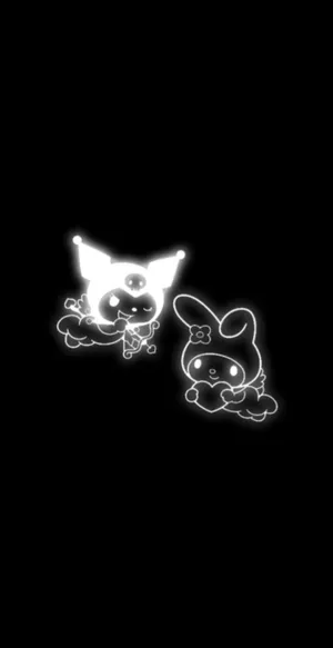 My Melody Kuromi Line Drawing Wallpaper
