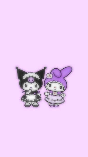 My Melody Kuromi Wearing Lolita Outfits Wallpaper