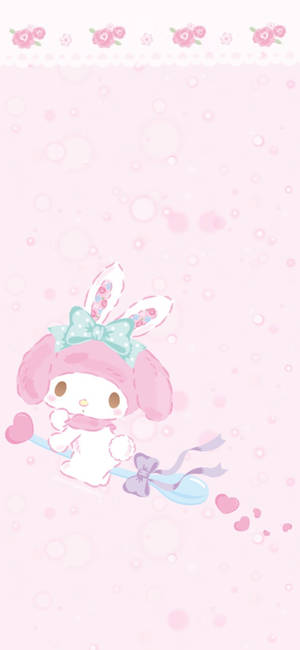 My Melody Riding A Spoon Wallpaper