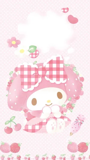 My Melody With Pink Ribbon Wallpaper