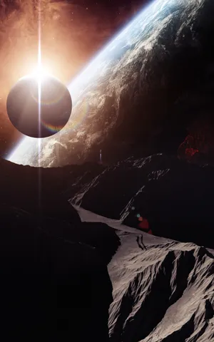 Mysterious Alien Silhouette On An Unknown Planet Wallpaper