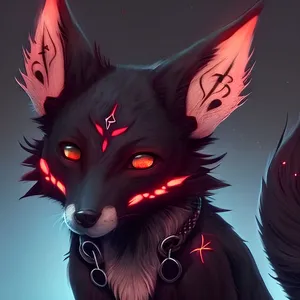 Mysterious Black Cartoon Fox Lurking In The Shadows Wallpaper