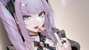 Mysterious_ Purple_ Haired_ Anime_ Girl Wallpaper