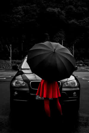 Mysterious Red Scarf Under Umbrella Wallpaper