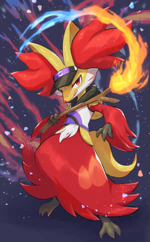 Mystical Delphox Casting Spell Wallpaper