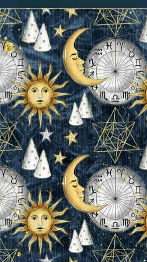 Mystical Sun And Moon Aesthetic Wallpaper